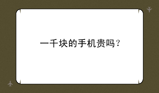 一千块的手机贵吗？