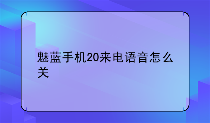 魅蓝手机20来电语音怎么关