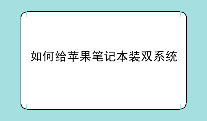 如何给苹果笔记本装双系统
