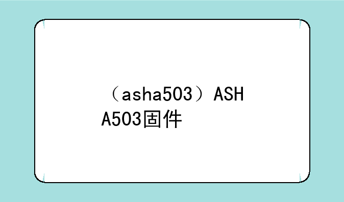 （asha503）ASHA503固件