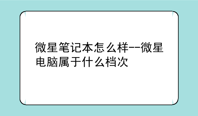 微星笔记本怎么样--微星电脑属于什么档次