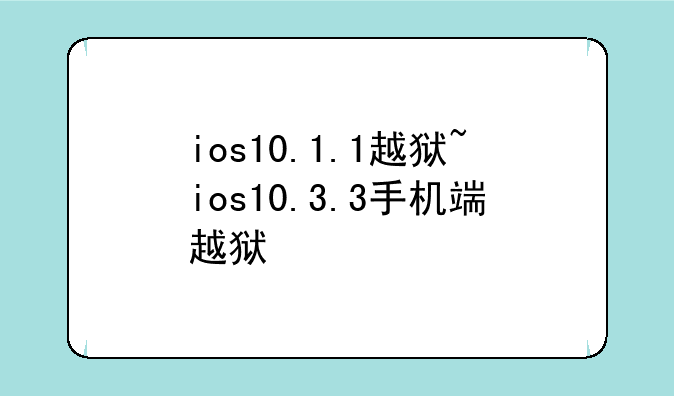 ios10.1.1越狱~ios10.3.3手机端越狱
